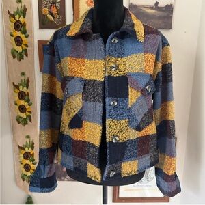 Blue and Yellow Plaid Cropped Jacket